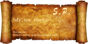 Sátor Porfir névjegykártya